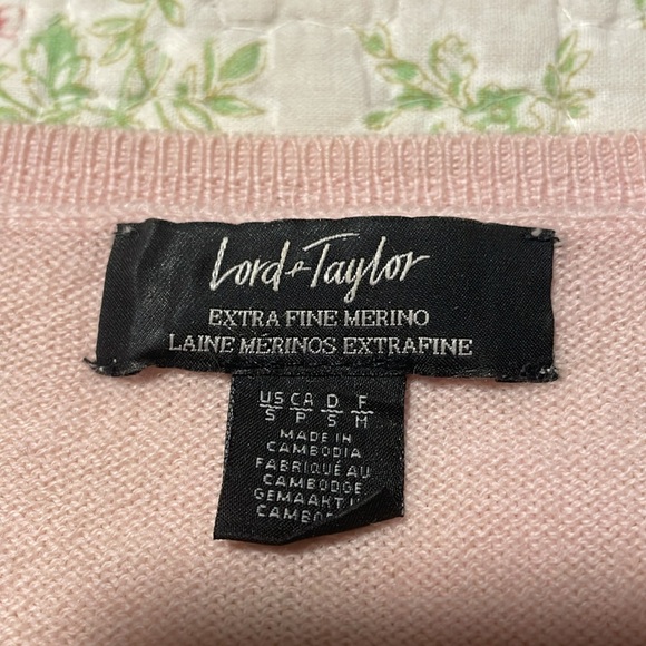 Lord & Taylor Pink V-Neck Sweater - Picture 2 of 4